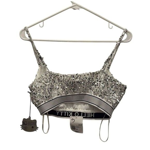 Hello Kitty Silver Sequin Crop Top & Mini Skirt Set - Womens XS - Picture 8 of 12